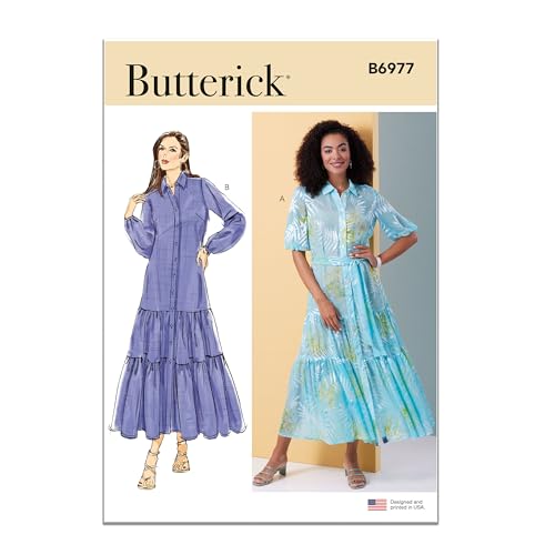 Butterick B6977U5 Easy-to-make Misses' Sash and Loose-fitting Tiered Hem Dres Schnittmuster-Paket, Design-Code B6977, Papier, mehrfarbig, Sizes 16-18-20-22-24 von Butterick