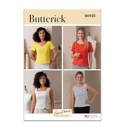 Butterick Palmer/Pletsch Schnittmuster-Set für Damen, halb-taillierte Oberteile, Design-Code B6925, Größen 36-38-40-42-44 von Butterick