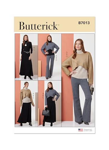 Butterick Schnittmuster B7013A Strick-Tops, Rock und Hosen für Damen, Größe XS, S, M, L, XL, XXL von Butterick