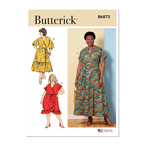 Butterick Schnittmuster-Set für Damenschärpe und Wickelkleid, Designcode B6873, Größen 26W-28W-30W-32W von Butterick