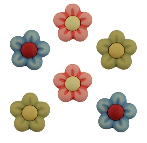 Buttons Galore Knöpfe aus robustem Kunststoff "Multi Flowers", mehrfarbig von Buttons Galore