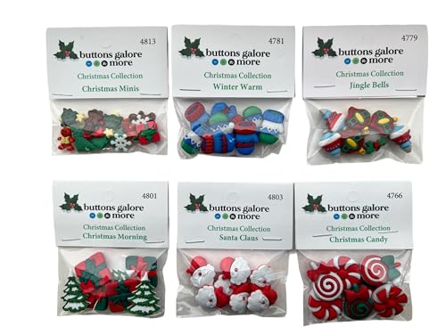 Knöpfe Galore 50 + Verschiedene Weihnachts-Knöpfe zum Nähen und Basteln – Set von 6 Knöpfen von Buttons Galore