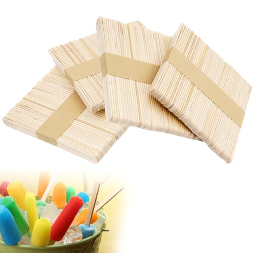 200 Stück Holzstäbchen Eisstangen, Eisstange, Bastelstäbchen Holz, Holzstäbchen Zum Basteln, Holzstäbchen, Eisstiele aus Holz zum Basteln, Holzstiele, Eisstiele Holz, für Basteln, Eisstange,125x10 mm von Butyeak