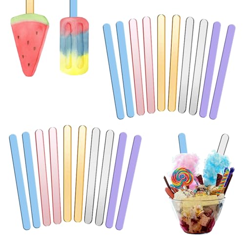 Acryl-Cakesicle-Sticks, Acryl-Eisstange, Acryl-Eis am Stiel, 20 Stück Popsicle Sticks aus Acryl, Eisstiele Wiederverwendbar, Acryl Spiegel Sticks, Für Herstellung von DIY Eiscreme Kuchen(5 Farben) von Butyeak