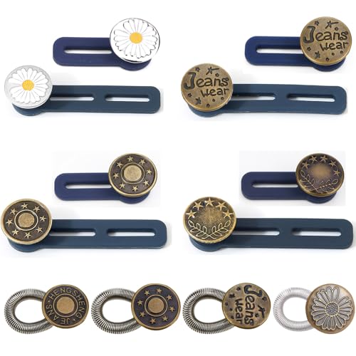 Hosenbunderweiterung Knopf, Taille Extender Elastischen Knopf, 12 Stück Taille Extender Knopf, Taille Extender Metall Einziehbare Button, Button für Damen Herren Jeans Jeansrock Umstandshose von Butyeak