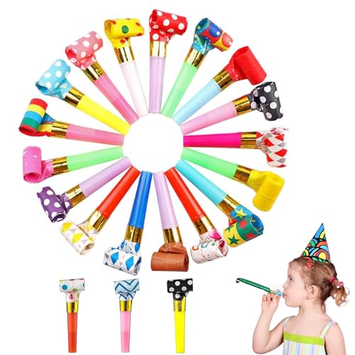 Kinder Tröten, 20PCS Partypfeife Krachmacher, Party Krachmacher, Funny Whistles, Bunte Party HöRner, Tröten Kindergeburtstag, Krachmacher Pfeife Spielzeug, Lustige Spielzeuge Neujahr Geburtstag Party von Butyeak