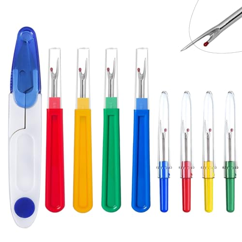 Seam Ripper Kit, Nähen Nahttrennerm, Groß und Klein Fadentrenner, 9PCS Nahttrenner Stichentferner, Saumtrenner Seam Ripper Set mit Schutzkappe und Nähschere, Geeignet für Arten von Näh Bastelarbeiten von Butyeak