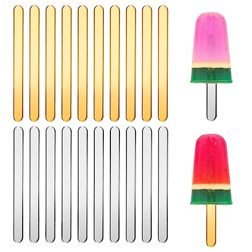 Wiederverwendbare Acryl-Cakesicle-Sticks, Acryl-Eisstange, 11CM Acryl-Eis am Stiel, 20 Stück Für die Herstellung von DIY-Eiscreme-Kuchen (Reißen Sie die Produktschutzfolie bei der Verwendung ab) von Butyeak