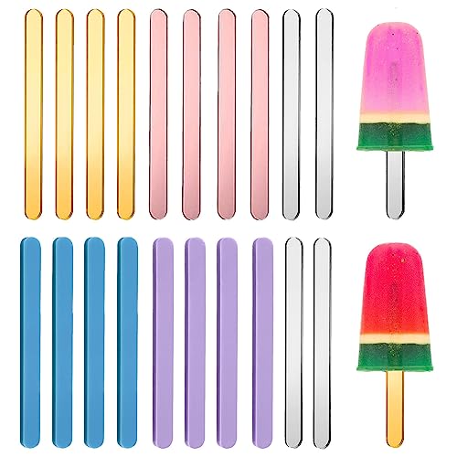 Wiederverwendbare Acryl-Cakesicle-Sticks,Acryl-Eisstange,11.5CM Acryl-Eis am Stiel,20 Stück Für die Herstellung von DIY-Eiscreme-Kuchen (Reißen Sie die Produktschutzfolie bei der Verwendung ab),Farbe von Butyeak