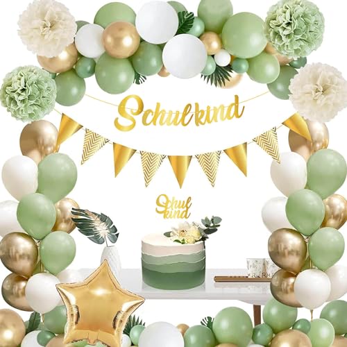 Einschulung Deko Unisex, Deko Set Schulanfang, Luftballon Girlande, Caketopper, Banner, Dekorationsset Schuleinführung, Einschulung Deko Junge, Einschulung Deko Mädchen von Buy by Brothers