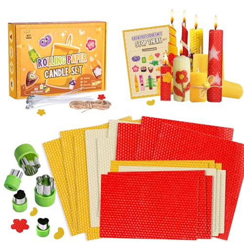 BuzzoXerex Bienenwachsplatten für Kerzen, Wachsplatten für Kerzen mit Geschenkbox (20 * 20 cm) Weihnachtsgeschenke für Familie, Freunde und Kinder von BuzzoXerex