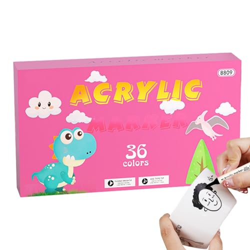 Bvizyelck Acrylmalstifte, Acrylmarker für Kinder | 12/24/36 Farben Permanenter Farbmarker,Wassermarker, schnell trocknender Graffiti-Marker für Glas, Holz, Keramik und Stein von Bvizyelck