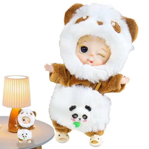 Bvizyelck Stoffpuppe, Plüschpuppe für Kinder,Echt aussehende Puppen - Niedliche wiedergeborene Kleinkindpuppen, kleine Puppen für und Mädchen, realistische Puppen mit Abnehmbarer Panda-Kleidung von Bvizyelck