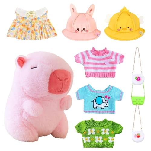 Capybara Kuscheltier 23cm Capybara Plüschtier Mit Kleidung Und Accessoires Simulation Tier Capybara Puppen Gefüllt Stofftier Zum Kuscheln Und Spielen Plüsch Plüschtier Spielzeug Für Jungens Mädchen von Bvizyelck