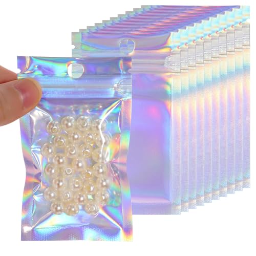 Bvxchg 100 Stück holographische Taschen Mylar Taschen Schillernde Taschen zum Aufbewahren von Süßigkeiten, Keksen, Schmuck (6x10cm) von Bvxchg