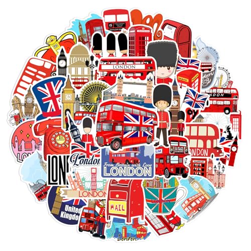 London Cartoon Sticker, 50 STK Britischer Stil London Landschaft Charakter Cartoon Aufkleber für Sammelalbum, Fotoalbum, Persönlichkeitsdekoration Graffiti von Bvxchg