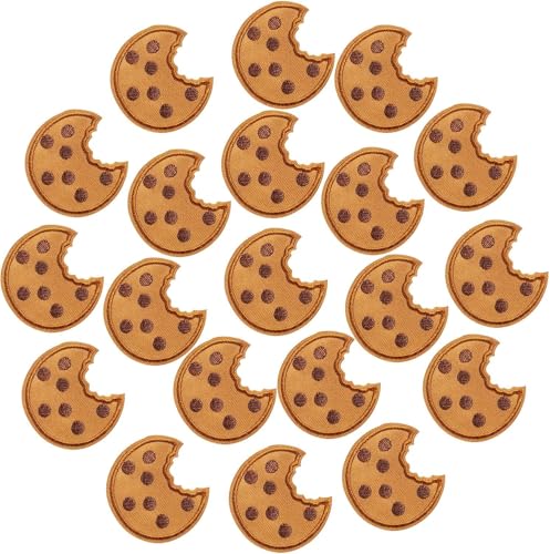 Cookies Aufnäher Zum Aufbügeln, Keks Aufnäher, Kekse Bestickter Stoffaufkleber, Dekorativer Keksaufnäher Patch, Gesticktes Etikett, Gebügeltes Gesticktes Abzeichen, Diy Keks Stickerei Patch (20Pcs) von Bxjinkele