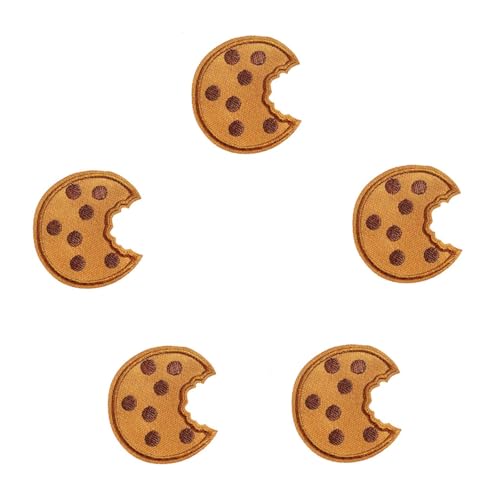 Cookies Aufnäher Zum Aufbügeln, Keks Aufnäher, Kekse Bestickter Stoffaufkleber, Dekorativer Keksaufnäher Patch, Gesticktes Etikett, Gebügeltes Gesticktes Abzeichen, Diy Keks Stickerei Patch (5Pcs) von Bxjinkele