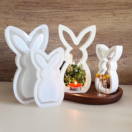 Silikonformen Gießformen Ostern, DIY Hasen Silikonform Ostern, 3D Hase Osternhase Gipsformen Zum Gießen, Kaninchen Gießformen Silikon Frühling, Ostern Silikon Gießform Für Handwerk (2Pcs) von Bxjinkele