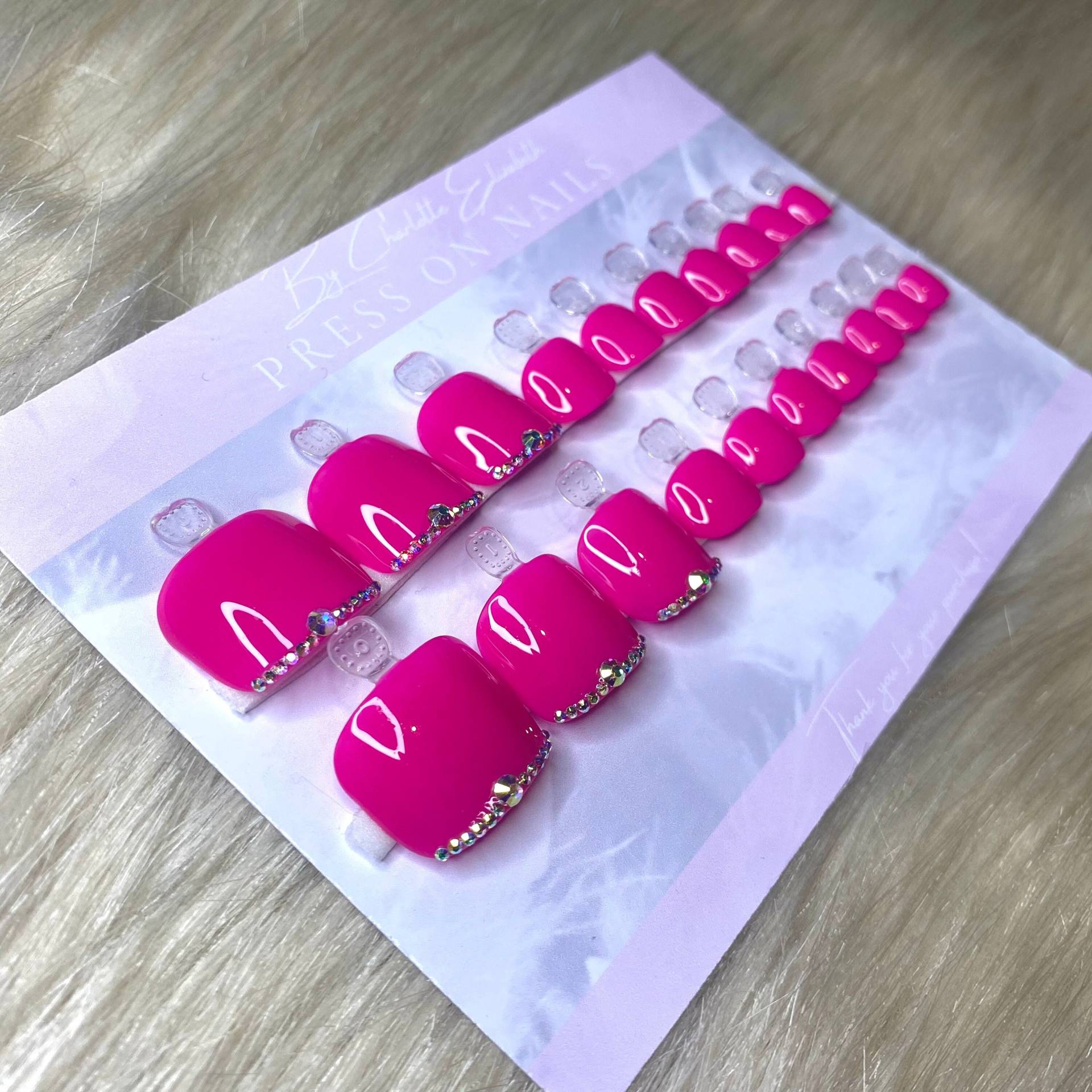 Drücken Sie Auf Die Zehennägel, Pediküre Aufkleben, Drücken Nägel, Voller Satz Rosa Strassnägel, Bling, Einheitsgröße von ByCharElizabeth