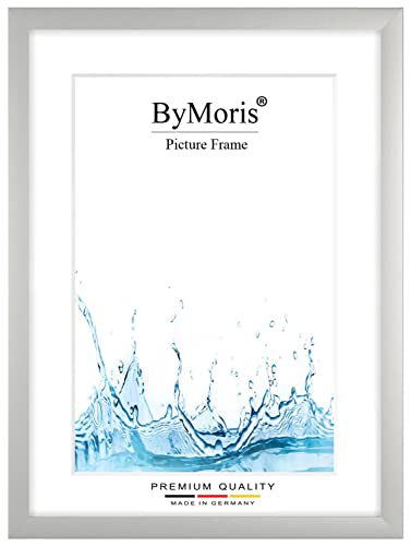 ByMoris Bilderrahmen nach Maß 11 x 16 cm in Silber Matt mit Antireflex-Acrylglas, Poster Puzzle Portrait Foto Holz Rahmen von ByMoris