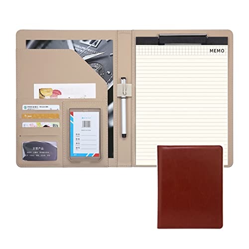 ByNGSDCC Portfolio-Ordner, A4 Padfolio Portfolio Ringbuch Portfolio Organizer mit Lederordner Schreibblock Business Notizbuch Ordner Notizblöcke Lebensläufe Dokumentenhalter for Männer Frauen(Brown) von ByNGSDCC