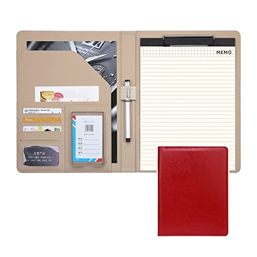 ByNGSDCC Portfolio-Ordner, A4 Padfolio Portfolio Ringbuch Portfolio Organizer mit Lederordner Schreibblock Business Notizbuch Ordner Notizblöcke Lebensläufe Dokumentenhalter for Männer Frauen(Red) von ByNGSDCC