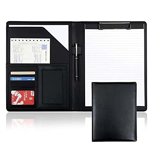 ByNGSDCC Portfolio-Ordner, A4 Portfolio Organizer Ordner PU Leder Business Padfolio Notizbuch mit Briefformat Klemmbrett Interview/Lebenslauf Dokumentenhalter(Black) von ByNGSDCC