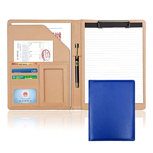 ByNGSDCC Portfolio-Ordner, A4 Portfolio Organizer Ordner PU Leder Business Padfolio Notizbuch mit Briefformat Klemmbrett Interview/Lebenslauf Dokumentenhalter(Blue) von ByNGSDCC