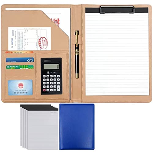 ByNGSDCC Portfolio-Ordner, A4 Portfolio Organizer Ordner PU Leder Business Padfolio Notizbuch mit Briefformat Klemmbrett Interview/Lebenslauf Dokumentenhalter(Blue,12 Bit 5*Note pad) von ByNGSDCC