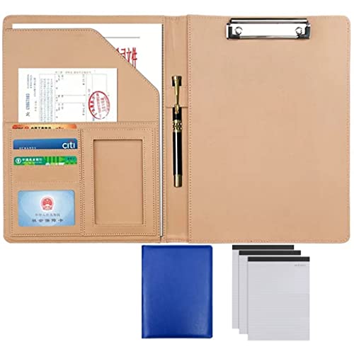 ByNGSDCC Portfolio-Ordner, A4 Portfolio Organizer Ordner PU Leder Business Padfolio Notizbuch mit Briefformat Klemmbrett Interview/Lebenslauf Dokumentenhalter(Blue,3*Note pad A) von ByNGSDCC