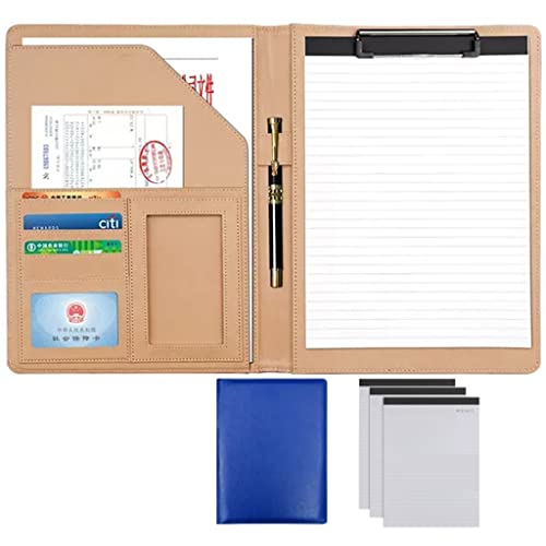 ByNGSDCC Portfolio-Ordner, A4 Portfolio Organizer Ordner PU Leder Business Padfolio Notizbuch mit Briefformat Klemmbrett Interview/Lebenslauf Dokumentenhalter(Blue,3*Note pad B) von ByNGSDCC