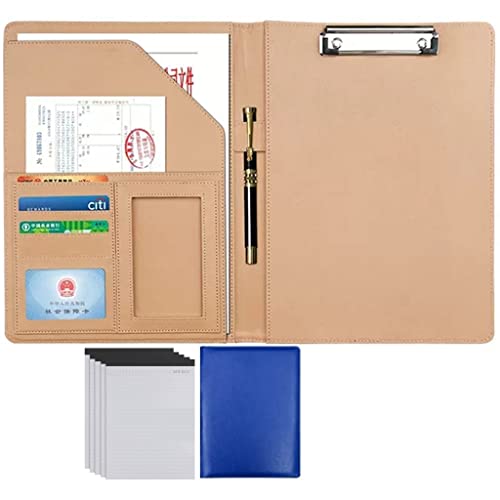 ByNGSDCC Portfolio-Ordner, A4 Portfolio Organizer Ordner PU Leder Business Padfolio Notizbuch mit Briefformat Klemmbrett Interview/Lebenslauf Dokumentenhalter(Blue,5*Note pad A) von ByNGSDCC