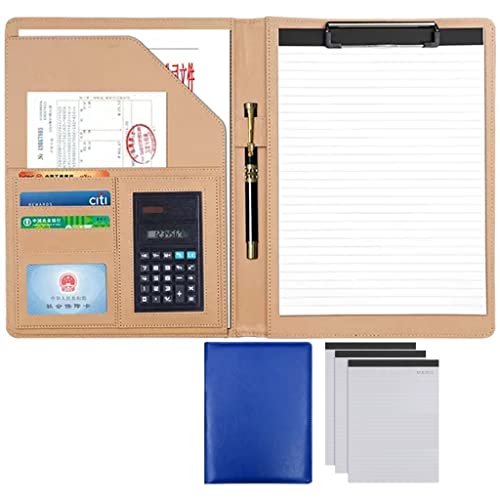 ByNGSDCC Portfolio-Ordner, A4 Portfolio Organizer Ordner PU Leder Business Padfolio Notizbuch mit Briefformat Klemmbrett Interview/Lebenslauf Dokumentenhalter(Blue,8 Bit+3*Note pad) von ByNGSDCC