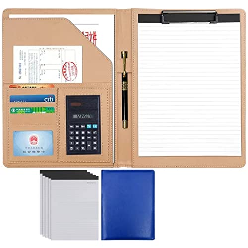 ByNGSDCC Portfolio-Ordner, A4 Portfolio Organizer Ordner PU Leder Business Padfolio Notizbuch mit Briefformat Klemmbrett Interview/Lebenslauf Dokumentenhalter(Blue,8 Bit+5*Note pad) von ByNGSDCC