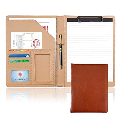 ByNGSDCC Portfolio-Ordner, A4 Portfolio Organizer Ordner PU Leder Business Padfolio Notizbuch mit Briefformat Klemmbrett Interview/Lebenslauf Dokumentenhalter(Brown) von ByNGSDCC