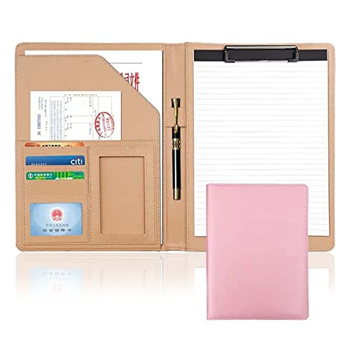 ByNGSDCC Portfolio-Ordner, A4 Portfolio Organizer Ordner PU Leder Business Padfolio Notizbuch mit Briefformat Klemmbrett Interview/Lebenslauf Dokumentenhalter(Pink) von ByNGSDCC