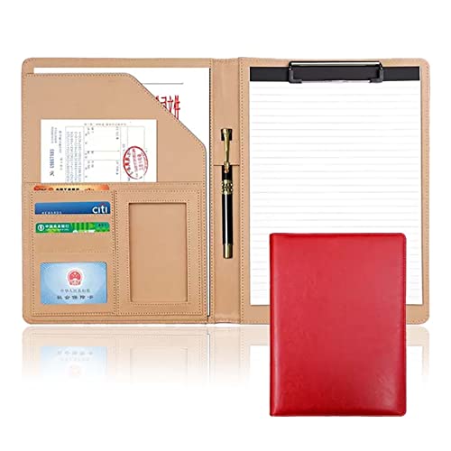 ByNGSDCC Portfolio-Ordner, A4 Portfolio Organizer Ordner PU Leder Business Padfolio Notizbuch mit Briefformat Klemmbrett Interview/Lebenslauf Dokumentenhalter(Red) von ByNGSDCC