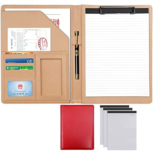 ByNGSDCC Portfolio-Ordner, A4 Portfolio Organizer Ordner PU Leder Business Padfolio Notizbuch mit Briefformat Klemmbrett Interview/Lebenslauf Dokumentenhalter(Red,3*Note pad B) von ByNGSDCC