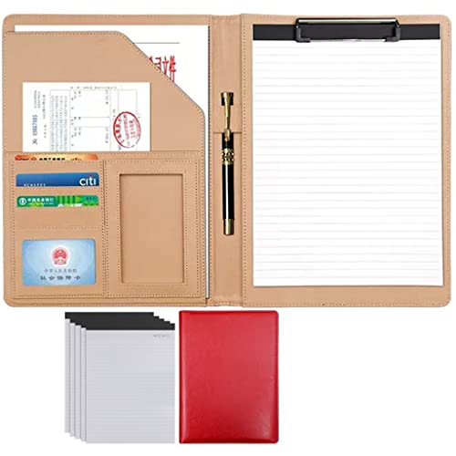 ByNGSDCC Portfolio-Ordner, A4 Portfolio Organizer Ordner PU Leder Business Padfolio Notizbuch mit Briefformat Klemmbrett Interview/Lebenslauf Dokumentenhalter(Red,5*Note pad B) von ByNGSDCC