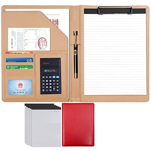 ByNGSDCC Portfolio-Ordner, A4 Portfolio Organizer Ordner PU Leder Business Padfolio Notizbuch mit Briefformat Klemmbrett Interview/Lebenslauf Dokumentenhalter(Red,8 Bit+5*Note pad) von ByNGSDCC