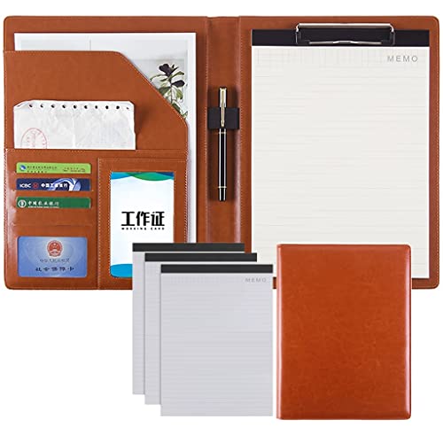 Portfolio-Ordner, A4-Lederportfolio, Business-Padfolio-Ordner, Konferenz-Organizer, Präsentations-Business-Ordner, Aufbewahrung, Schreibblock, Ordner for Frauen und Männer mit Notizbüchern(Brown,3) von ByNGSDCC