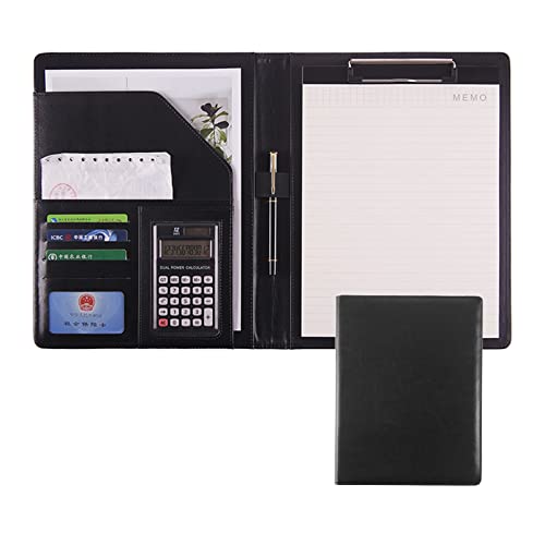 Portfolio-Ordner, A4 Padfolio Portfolio-Hülle Portfolio-Ordner Binder Organizer-Ordner Business-Ordner Notizblock-Ordner mit PU-Leder-Ordner Schreibblock Geschenk Lebenslauf-Portfolio für(Black,12 dig von ByNGSDCC