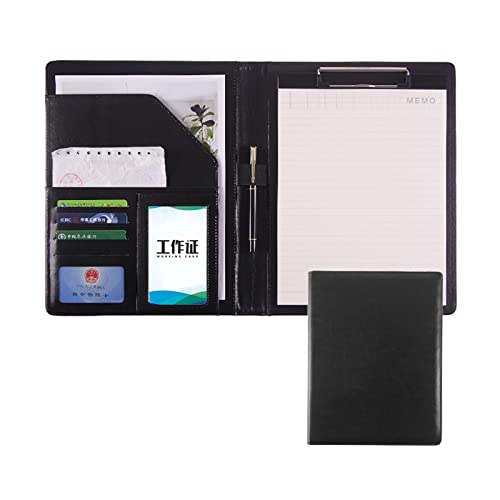 Portfolio-Ordner, A4 Padfolio Portfolio-Hülle Portfolio-Ordner Binder Organizer-Ordner Business-Ordner Notizblock-Ordner mit PU-Leder-Ordner Schreibblock Geschenk Lebenslauf-Portfolio für(Black,No cal von ByNGSDCC