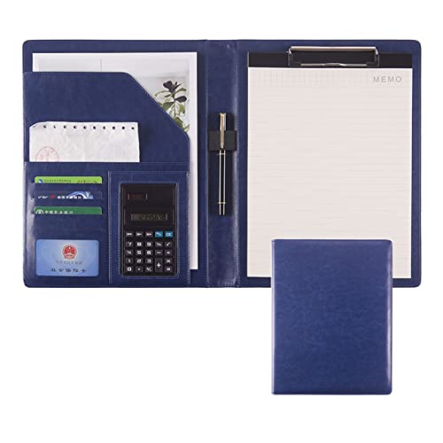 Portfolio-Ordner, A4 Padfolio Portfolio-Hülle Portfolio-Ordner Binder Organizer-Ordner Business-Ordner Notizblock-Ordner mit PU-Leder-Ordner Schreibblock Geschenk Lebenslauf-Portfolio für(Blue,8 digit von ByNGSDCC