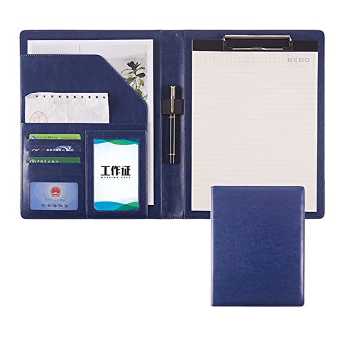 Portfolio-Ordner, A4 Padfolio Portfolio-Hülle Portfolio-Ordner Binder Organizer-Ordner Business-Ordner Notizblock-Ordner mit PU-Leder-Ordner Schreibblock Geschenk Lebenslauf-Portfolio für(Blue,No calc von ByNGSDCC