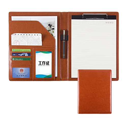 Portfolio-Ordner, A4 Padfolio Portfolio-Hülle Portfolio-Ordner Binder Organizer-Ordner Business-Ordner Notizblock-Ordner mit PU-Leder-Ordner Schreibblock Geschenk Lebenslauf-Portfolio für(Brown,No cal von ByNGSDCC