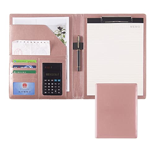 Portfolio-Ordner, A4 Padfolio Portfolio-Hülle Portfolio-Ordner Binder Organizer-Ordner Business-Ordner Notizblock-Ordner mit PU-Leder-Ordner Schreibblock Geschenk Lebenslauf-Portfolio für(Pink,8 digit von ByNGSDCC