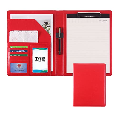 Portfolio-Ordner, A4 Padfolio Portfolio-Hülle Portfolio-Ordner Binder Organizer-Ordner Business-Ordner Notizblock-Ordner mit PU-Leder-Ordner Schreibblock Geschenk Lebenslauf-Portfolio für(Red,No calcu von ByNGSDCC