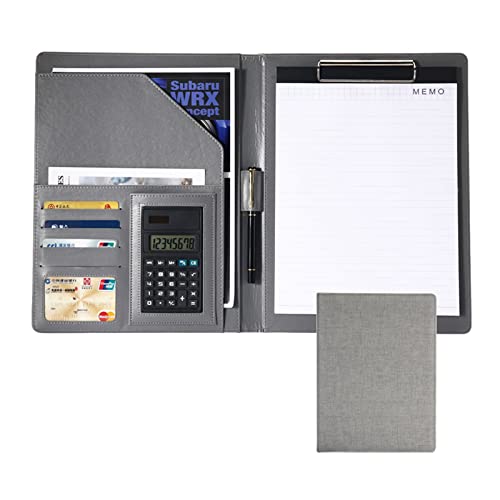 Portfolio-Ordner, A4 Padfolio Portfolio Padfolio Portfolio Hülle Portfolio Mappe Binder Organizer Ordner Ringbuch mit Ledermappe Schreibblock Business Dokumenten Organizer(Light Grey,8 digit calculato von ByNGSDCC